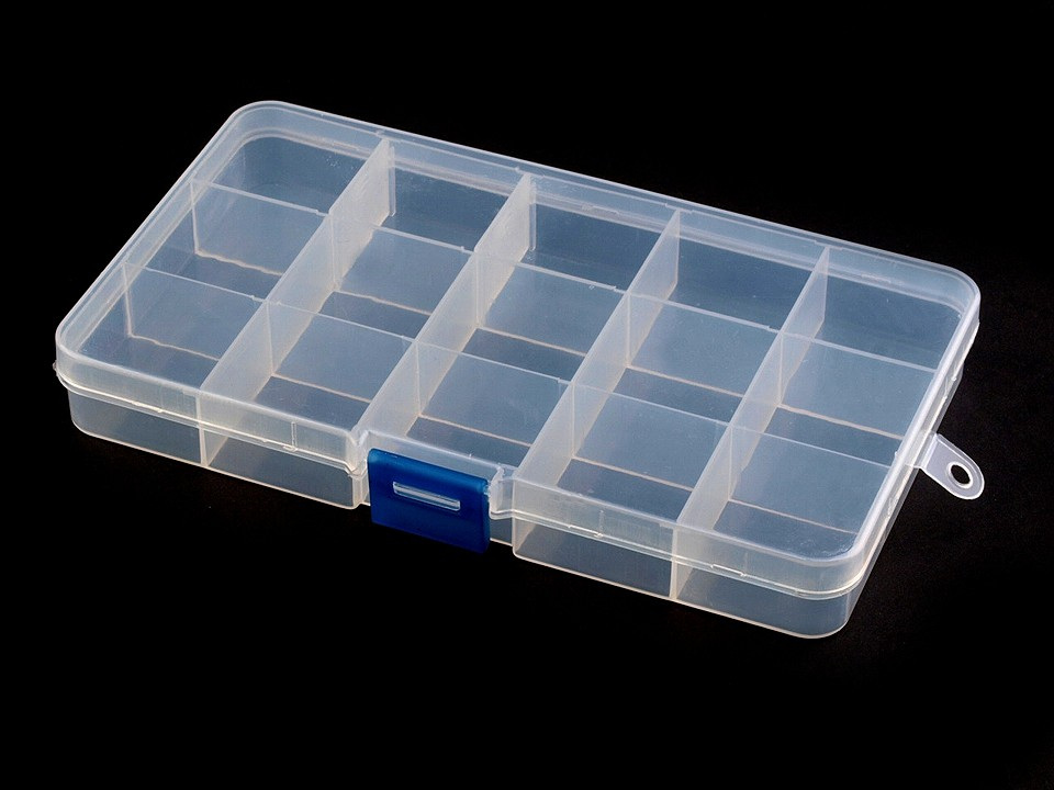 Plastový box / zásobník 10x17x2,2 cm, barva transparent