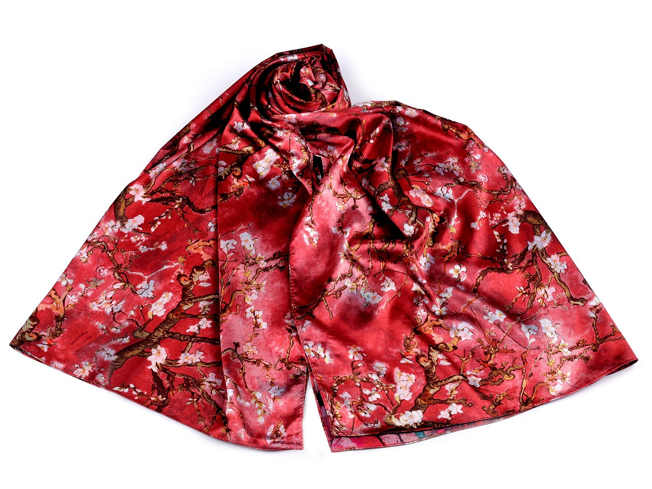 Saténový šátek / šála 70x165 cm, barva 12 červená světlá