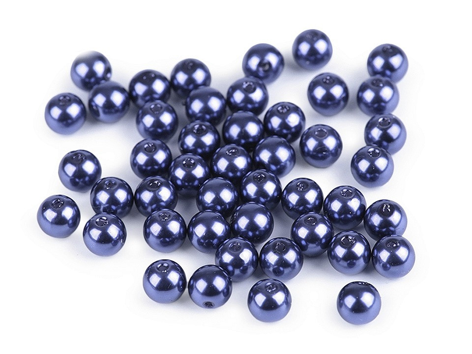 Plastové voskové korálky / perly Glance Ø8 mm, barva F59 modrá berlínská