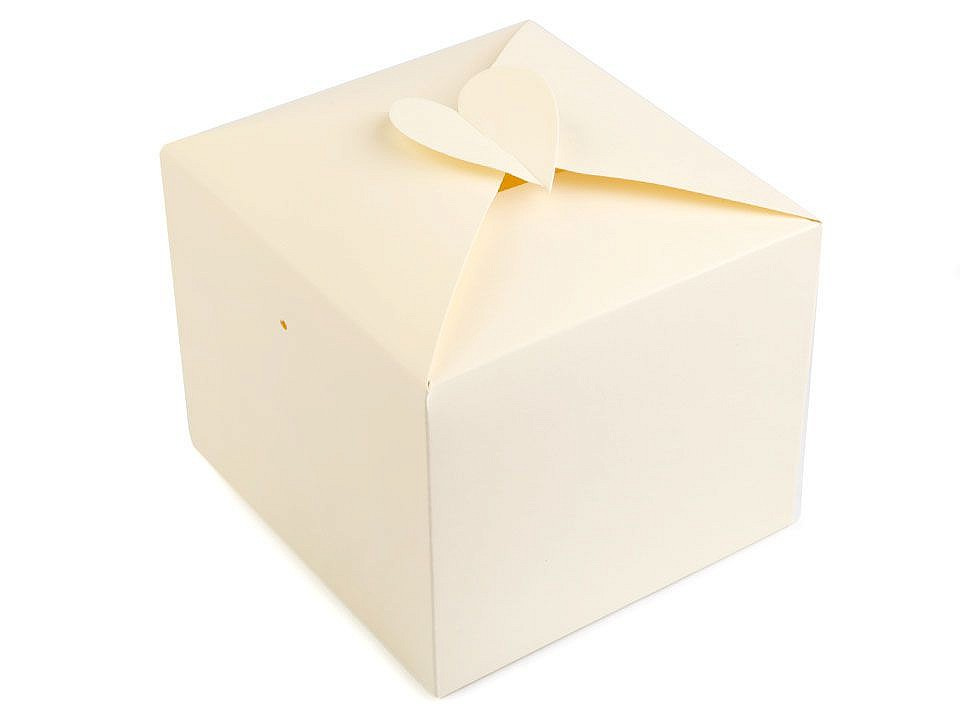 Papírová krabička se srdcem, barva 2 vanilková