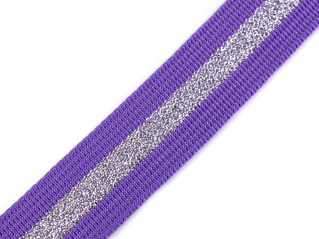 Popruh polypropylénový šíře 25 mm s lurexem, barva 192 (25 mm) fialová lila stříbrná