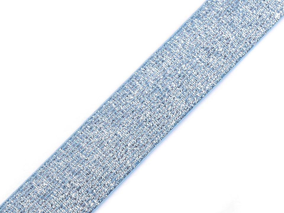 Fotografie Pruženka s lurexem šíře 30 mm, barva 6 modrá světlá stříbrná