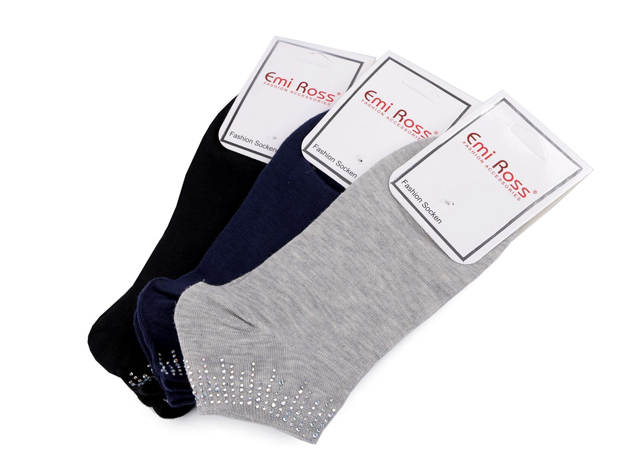 Dámské bavlněné ponožky kotníkové s kamínky Emi Ross, barva 27 (vel. 35-38) mix