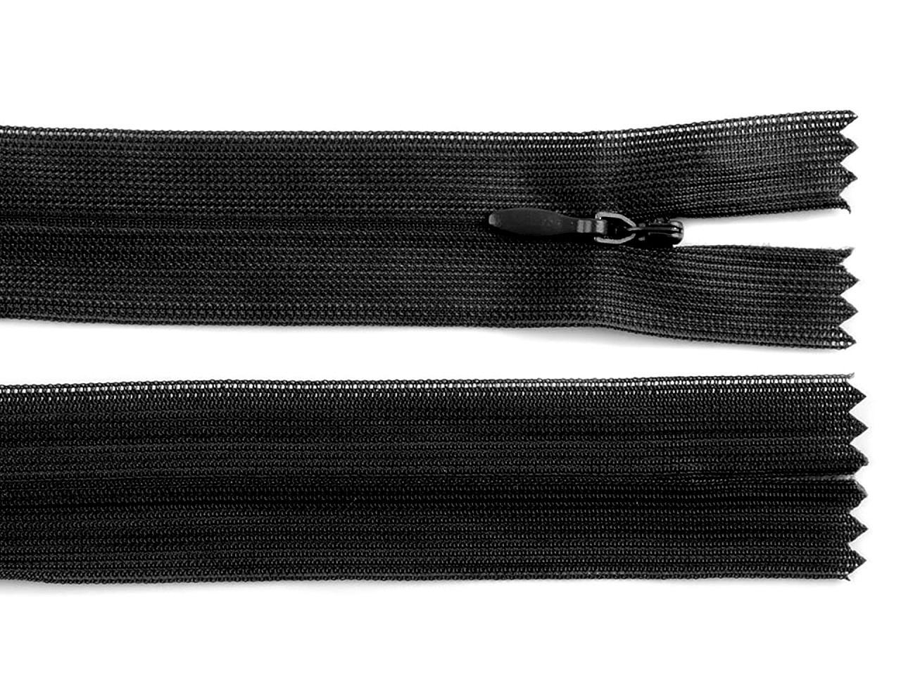Spirálový zip skrytý šíře 3 mm délka 30 cm dederon, barva 332 černá