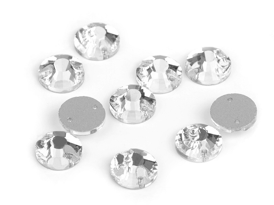 Broušené kamínky našívací Ø10 mm, barva crystal