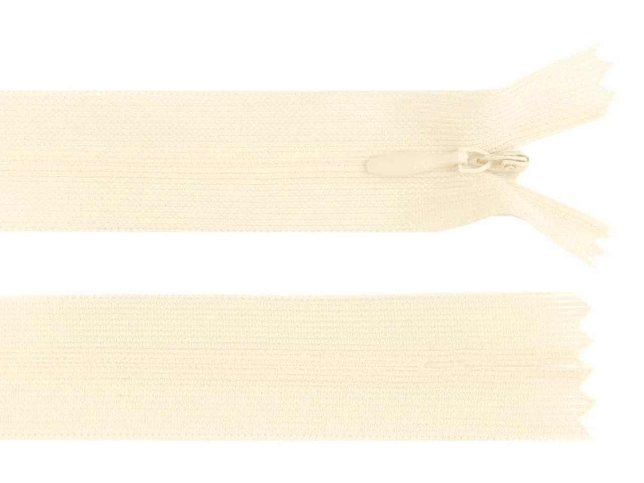 Spirálový zip skrytý šíře 3 mm délka 30 cm dederon, barva 103 krémová světlá