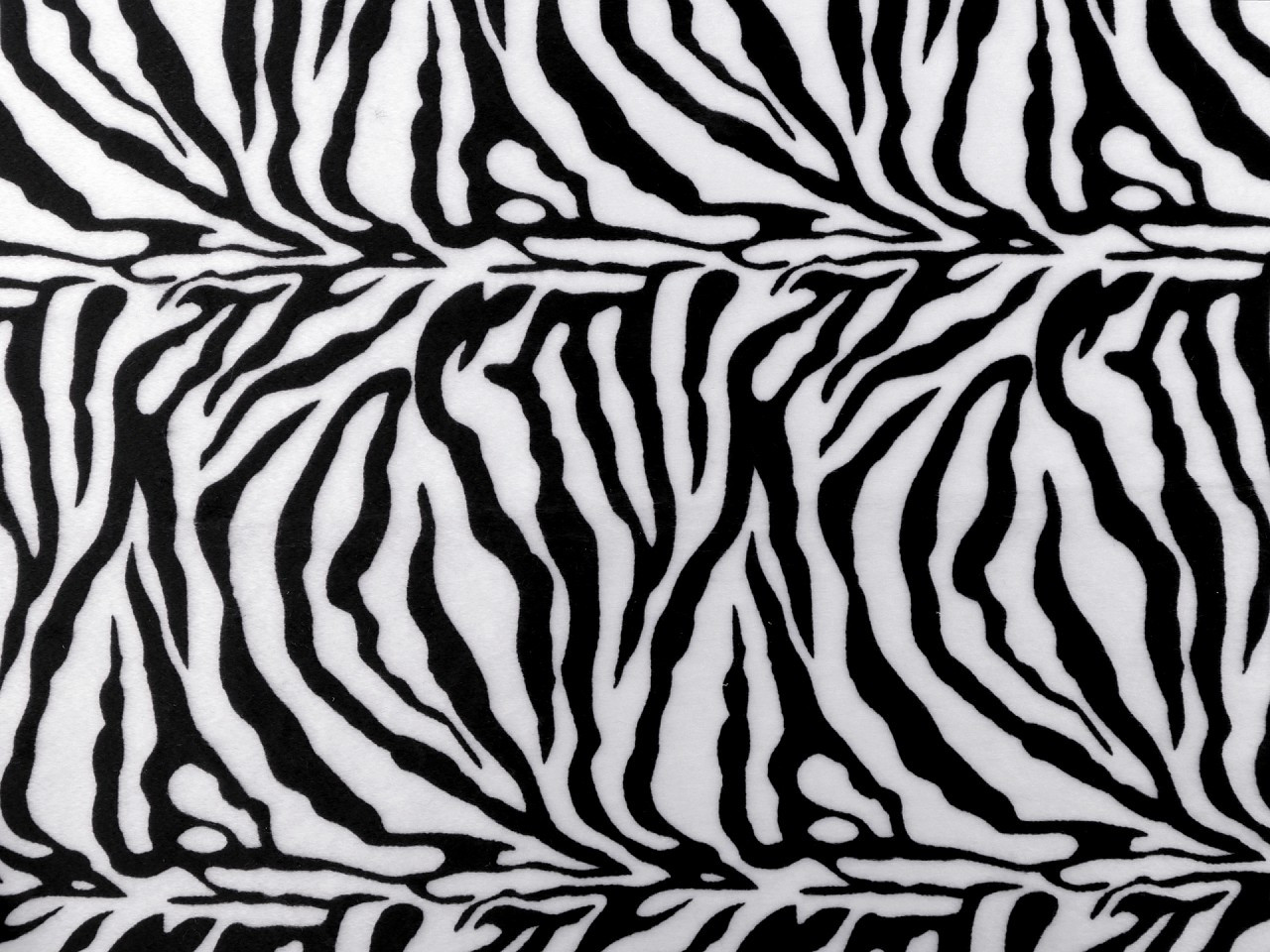 Imitace zvířecí kůže / kožešina zebra, barva bílá černá