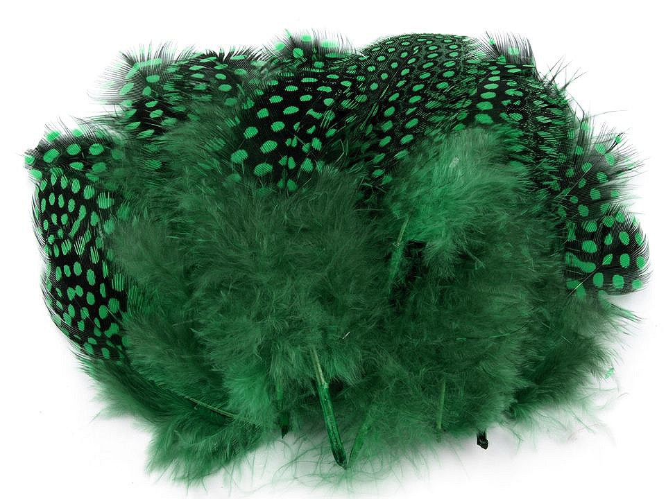 Slepičí peří délka 5-13 cm, barva 4 zelená smaragdová