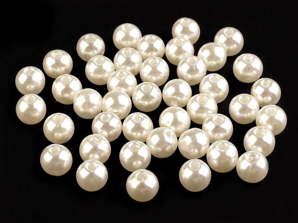 Plastové voskové korálky / perly Glance Ø8 mm, barva F1 perlová