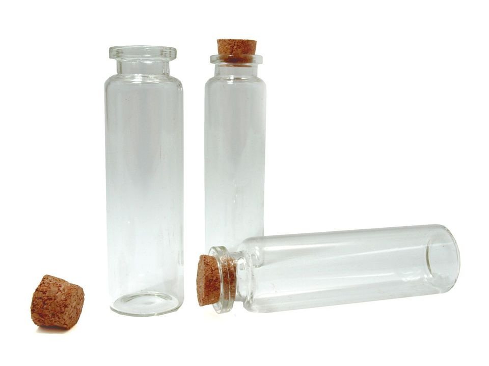 Skleněná lahvička s korkem 20x75 mm, barva 1 (20x75) transparent