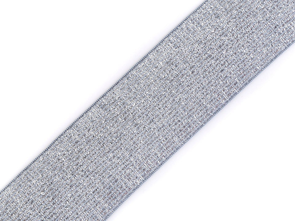 Pruženka s lurexem šíře 40 mm, barva 2 modrošedá stříbrná