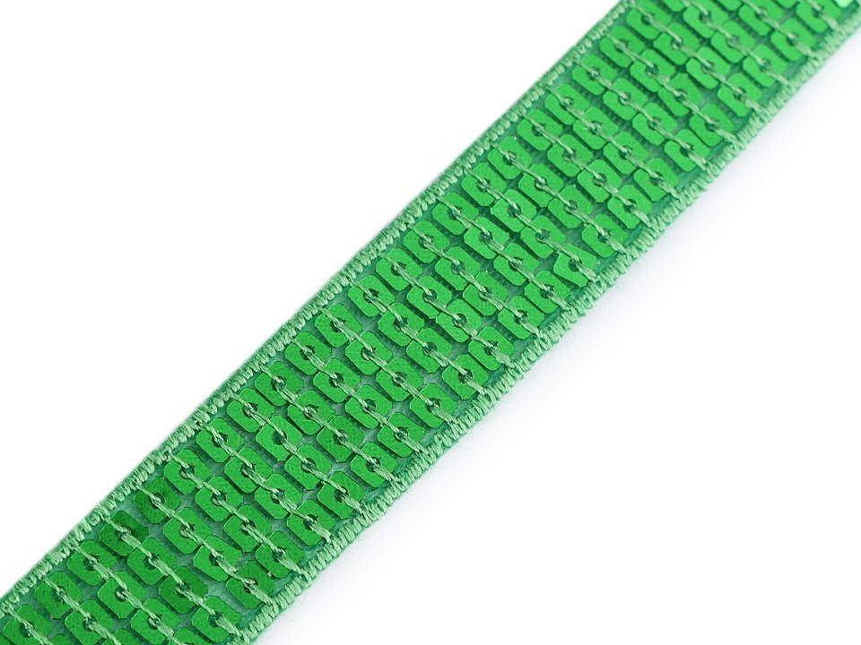 Flitrový prýmek šíře 22 mm, barva 8 zelená irská