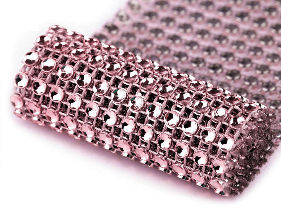 Diamantový pás / borta šíře 58 mm, barva 7 růžová sv.