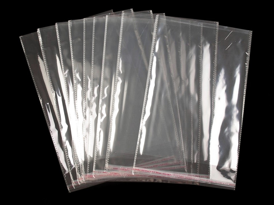 PP sáček s lepicí klopou 20x29 cm, barva transparent