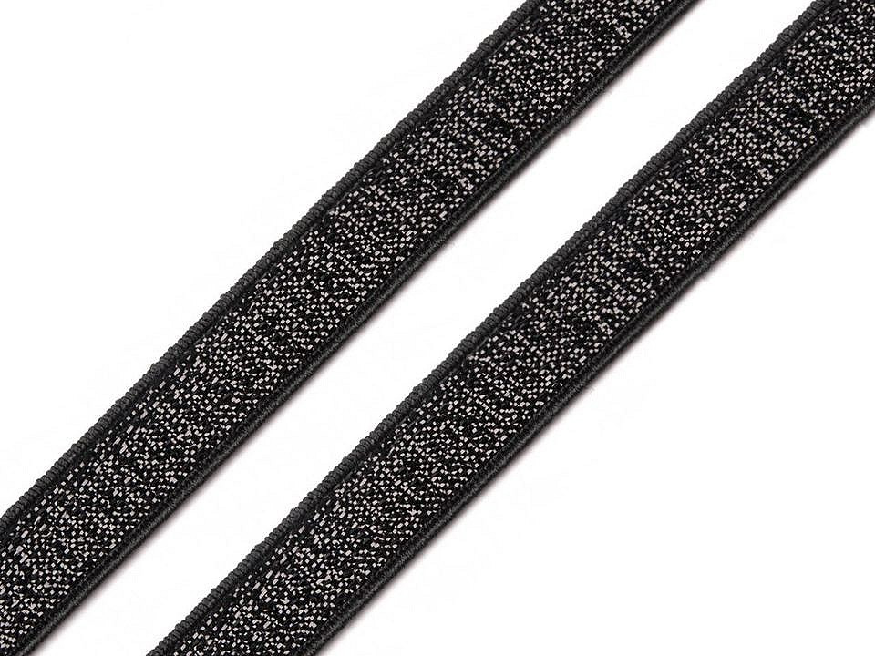 Pruženka brokátová / ramínková šíře 10 mm s lurexem, barva 1 černá