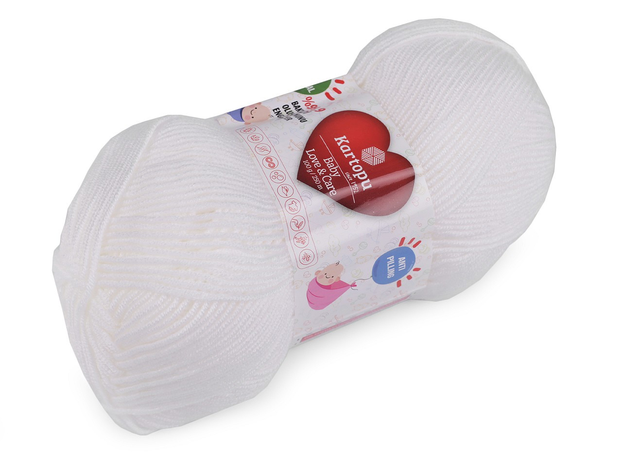 Pletací příze Baby Love a Care 100 g, barva 14 (010) bílá