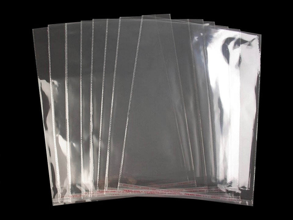 PP sáček s lepicí klopou 30x38 cm, barva transparent