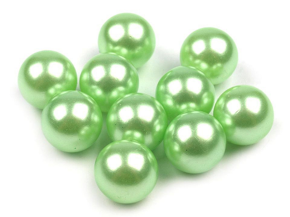 Dekorační kuličky / perly bez dírek Ø10 mm, barva 3 zelená sv.