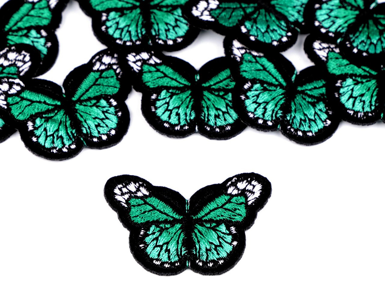 Fotografie Nažehlovačka motýl malá, barva 8 zelená smaragdová