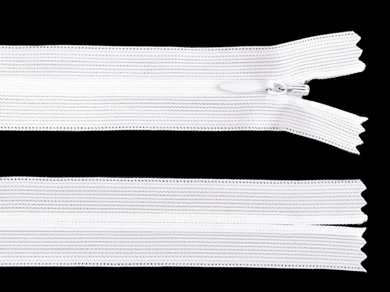 Spirálový zip skrytý šíře 3 mm délka 65 cm dederon, barva 101 bílá