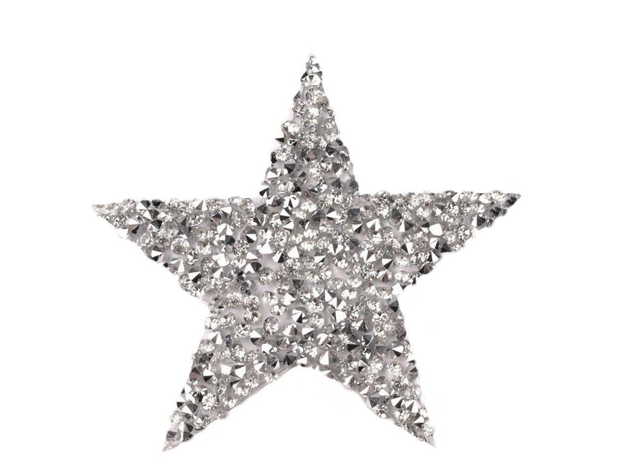Nažehlovací hvězda s kamínky, barva 1 stříbrná