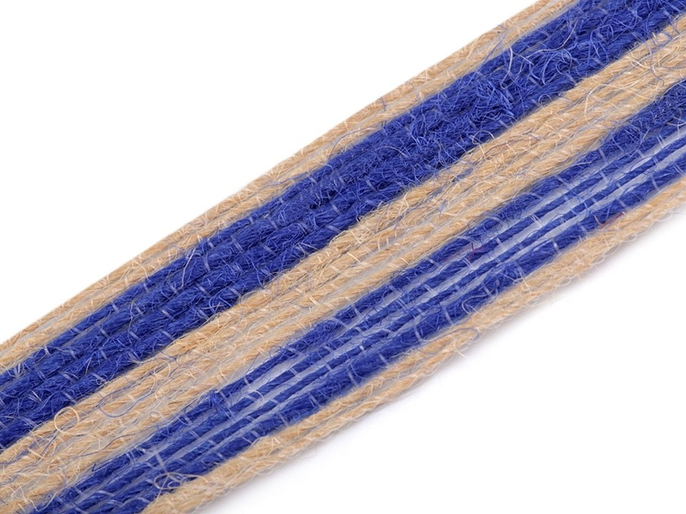Jutová stuha šíře 25 mm, barva 7 modrá safírová