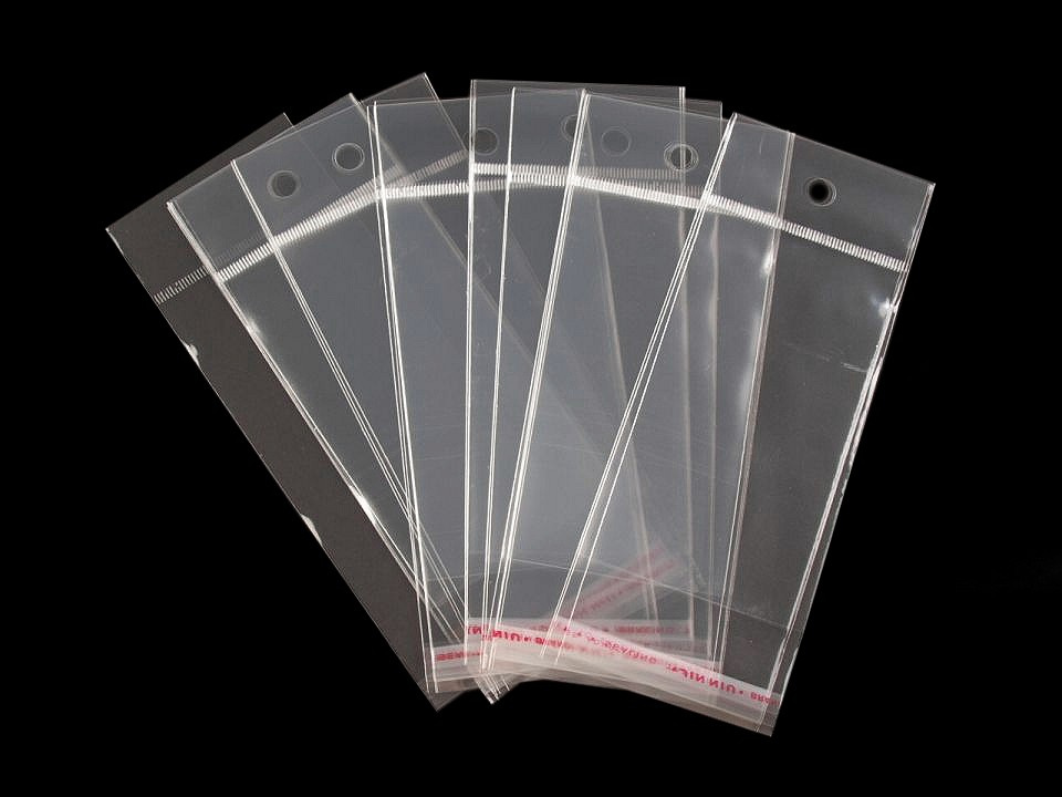 Fotografie PP sáček s lepicí klopou a závěsem 6x10,5 cm, barva transparent