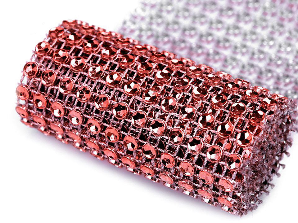 Diamantový pás / borta šíře 58 mm, barva 13 růžová korálová