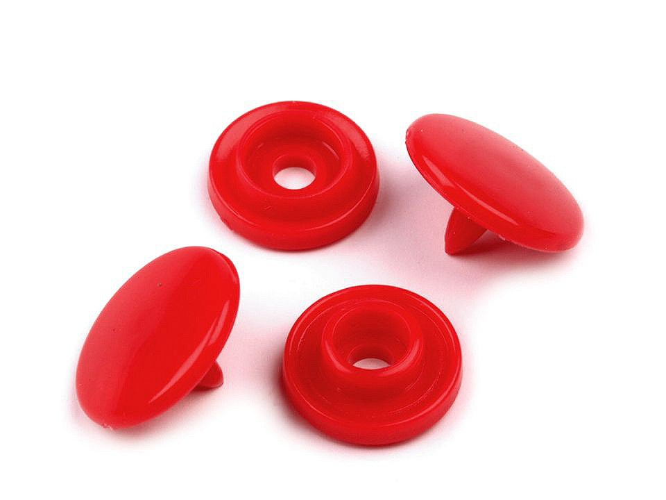 Plastové patentky / stiskací knoflíky vel. 16", barva 2 (B1) červená