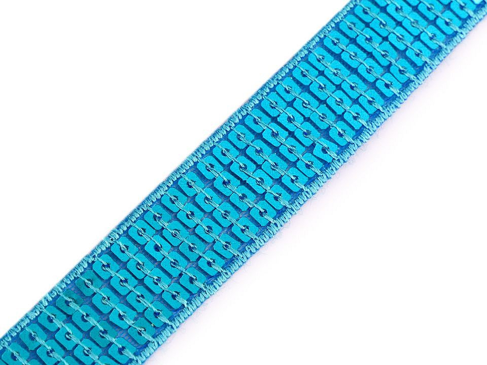Flitrový prýmek šíře 22 mm, barva 11 modrá azurová