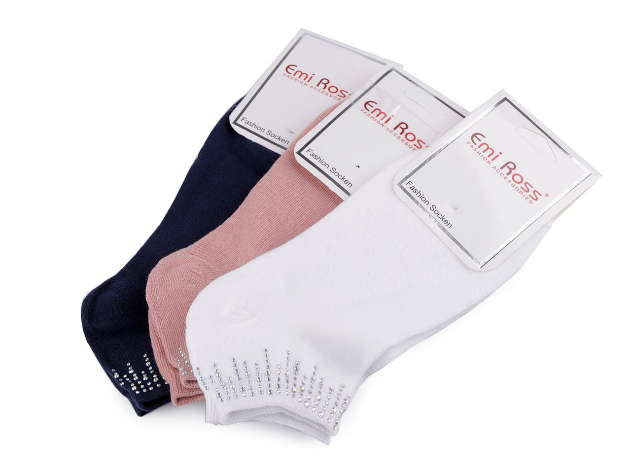 Dámské bavlněné ponožky kotníkové s kamínky Emi Ross, barva 25 (vel. 35-38) mix