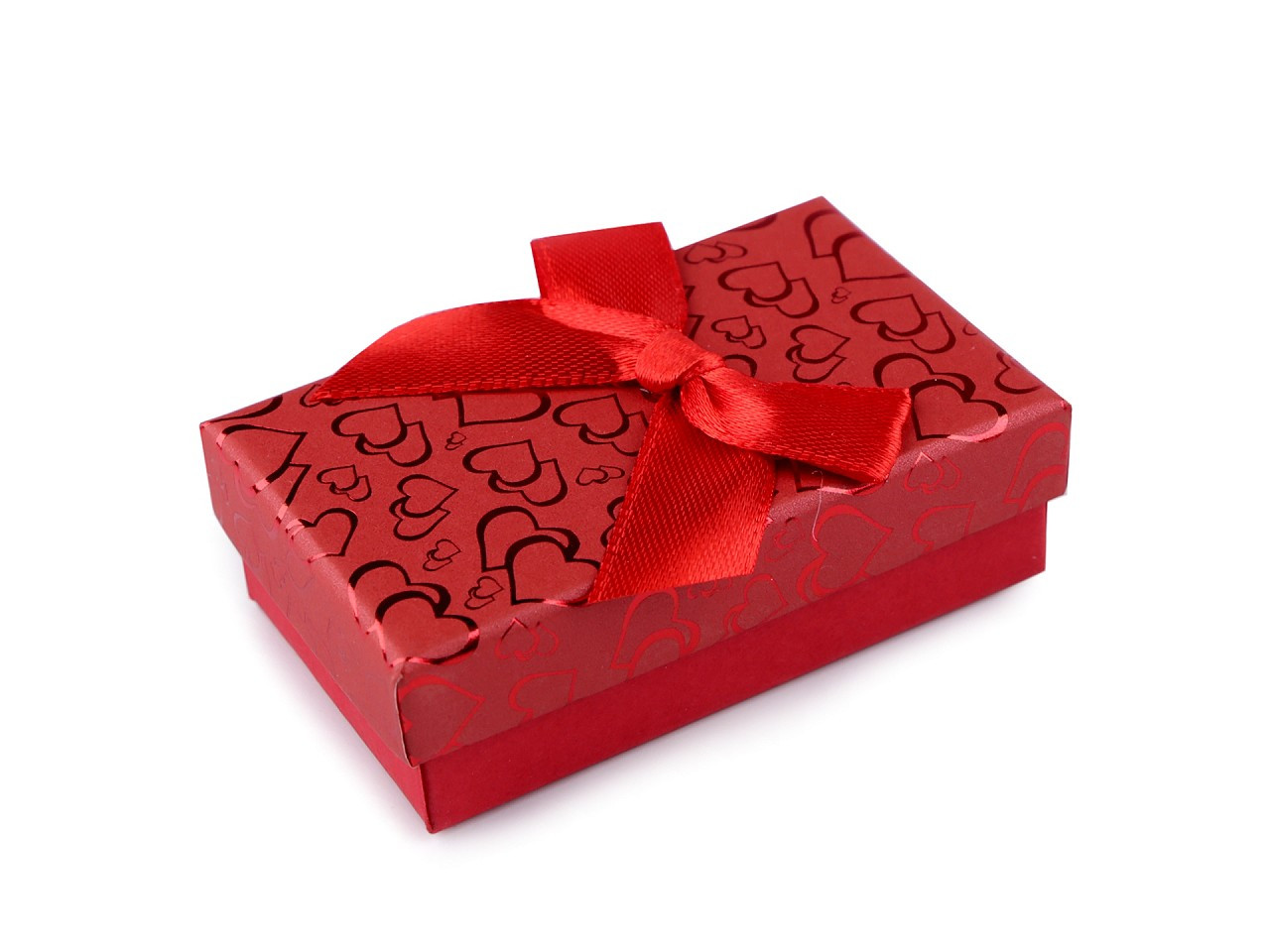 Krabička s mašličkou 5x8 cm, barva 4 červená srdce