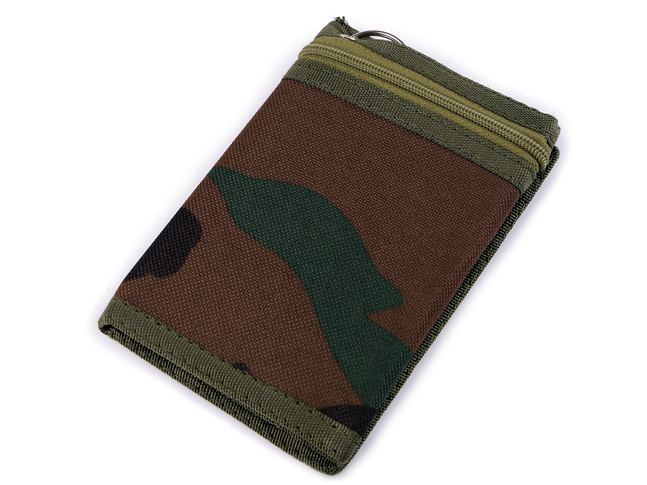 Textilní peněženka s řetízkem, barva 11 hnědá khaki maskáčová