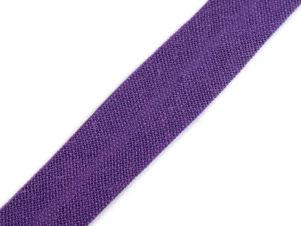Šikmý proužek bavlněný šíře 14 mm zažehlený, barva 400 223 fialová tmavá