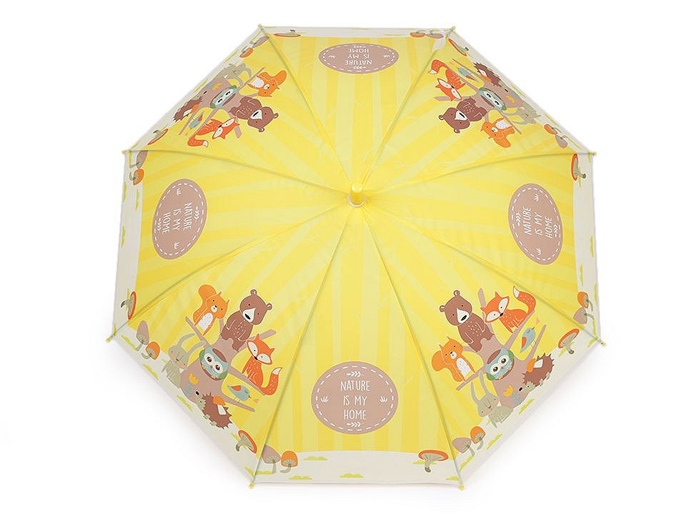 Dětský vystřelovací deštník jednorožec, barva 2 žlutá zvířátka