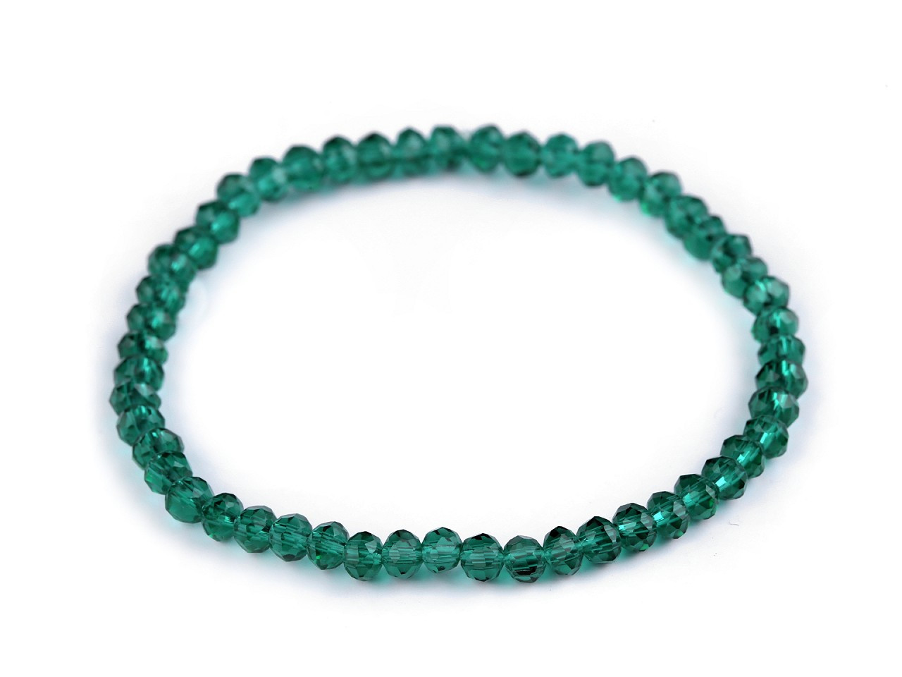 Náramek pružný z broušených korálků, barva 5 zelená smaragdová