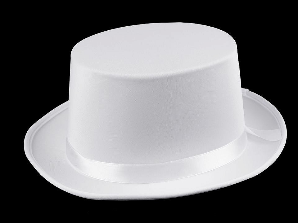 Dekorační klobouk / cylindr k dozdobení, barva 3 bílá sněhová