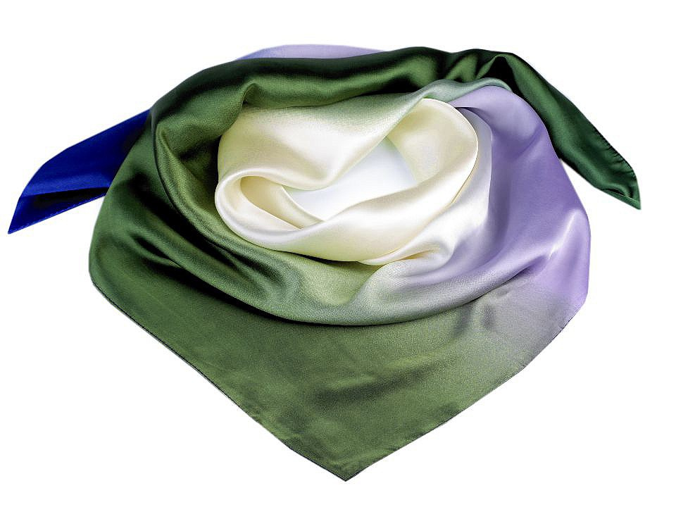 Saténový šátek duha 90x90 cm, barva 4 zelená modrá