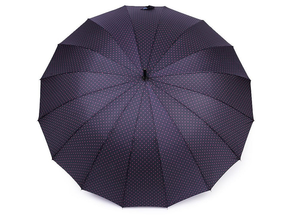 Dámský vystřelovací deštník s puntíky, barva 4 modrá tmavá růžová