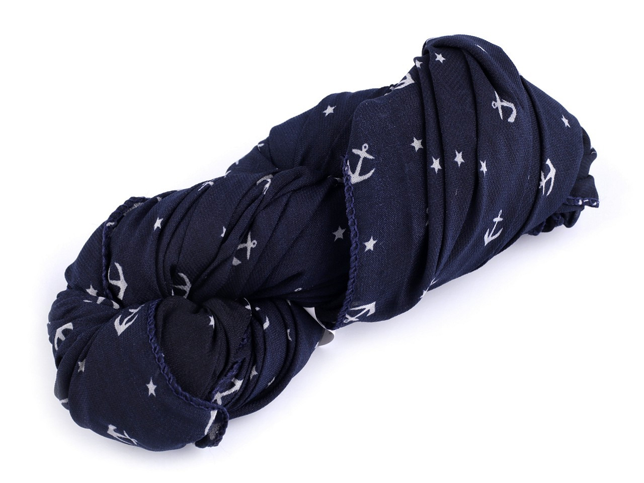 Letní šátek / šála kotva 80x170 cm, barva 7 modrá tmavá hvězda