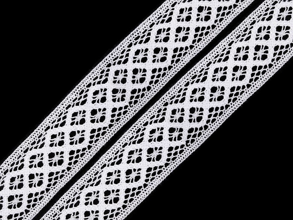 Fotografie Krajka / vsadka paličkovaná šíře 45 mm, barva bílá