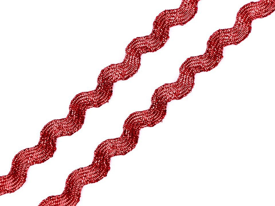 Prýmek / hadovka s lurexem šíře 5 mm, barva 3 červená