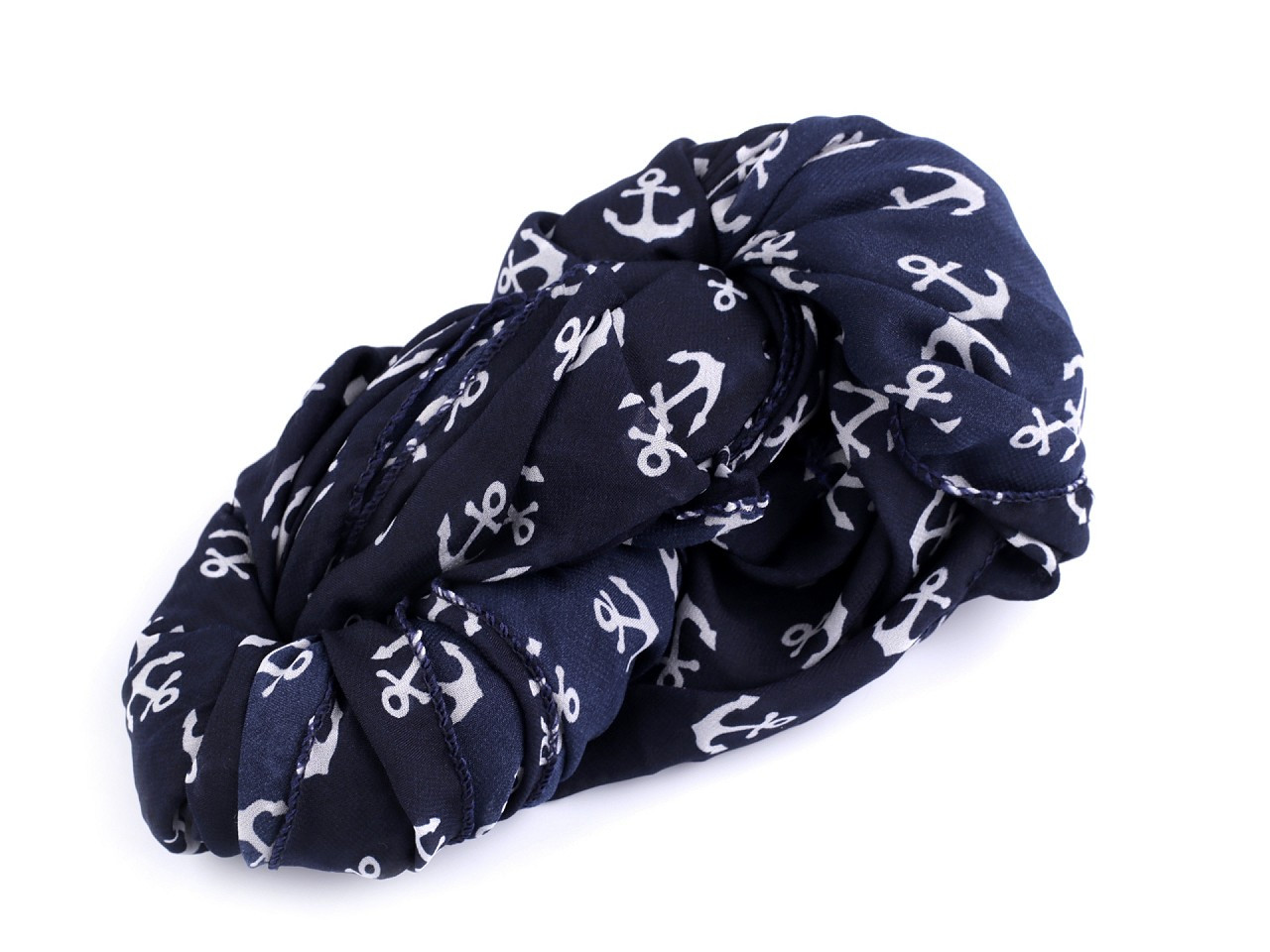 Letní šátek / šála kotva 80x170 cm, barva 6 modrá tmavá kotva