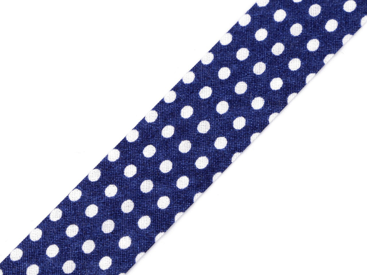 Šikmý proužek bavlněný puntík, káro, hvězdy, jemný proužek šíře 20 mm zažehlený, barva 380798/6 modrá tmavá puntíky