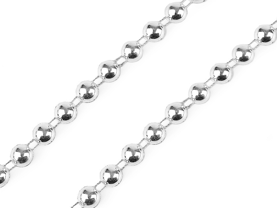 Perlový řetěz - půlperle Ø8 mm vánoční, barva 2 stříbrná