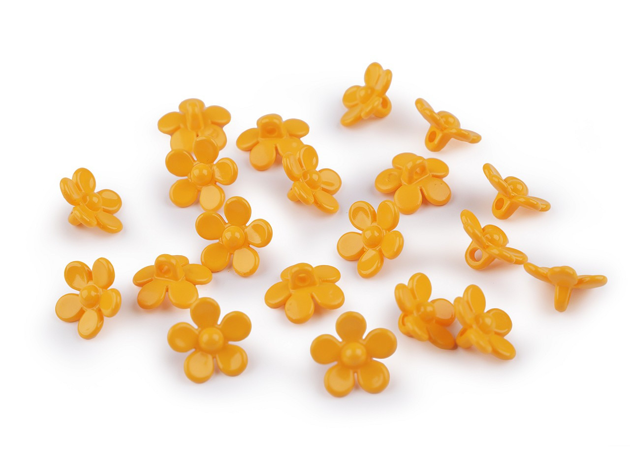 Plastové knoflíky / korálky květ Ø15 mm, barva 1 žlutá žloutková