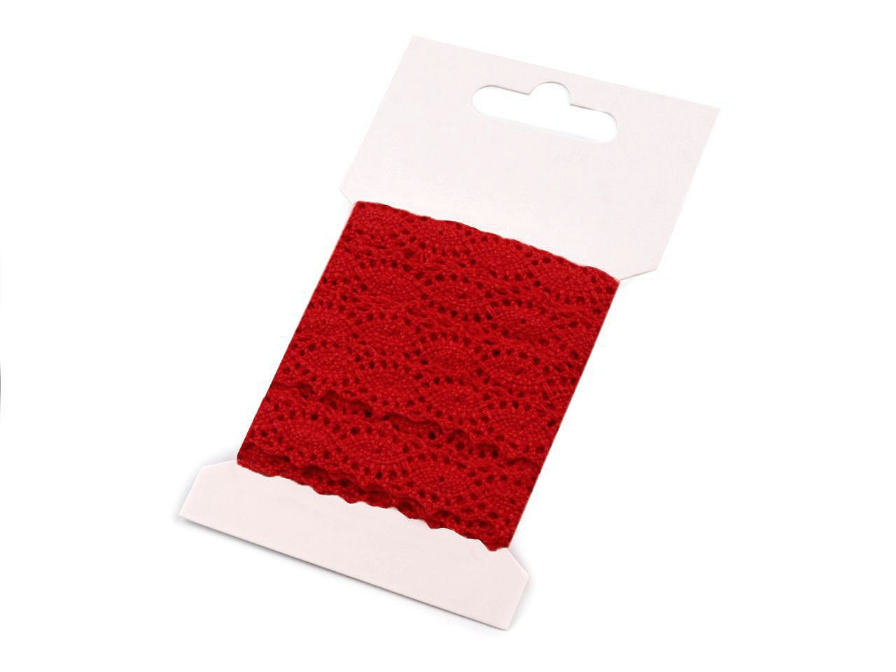Bavlněná krajka paličkovaná šíře 12 mm, barva 6 červená