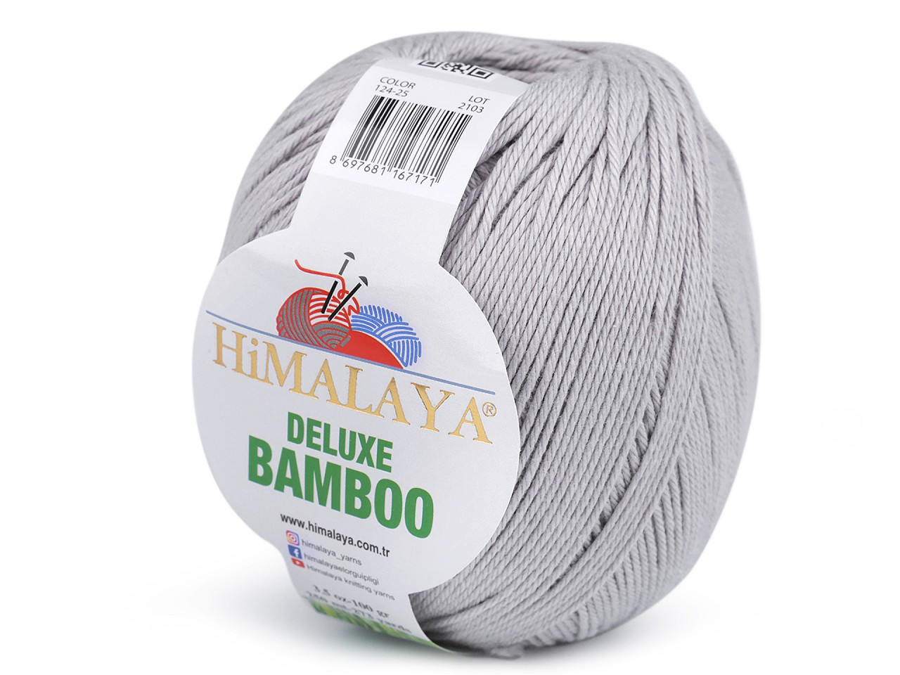 Pletací příze Deluxe Bamboo 100 g, barva 7 (25) šedá nejsvětlější