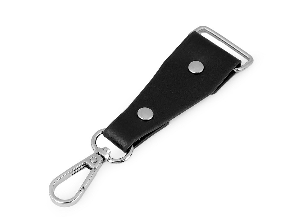 Karabina s prodloužením na kabelku / klíče šíře 30 mm, barva černá