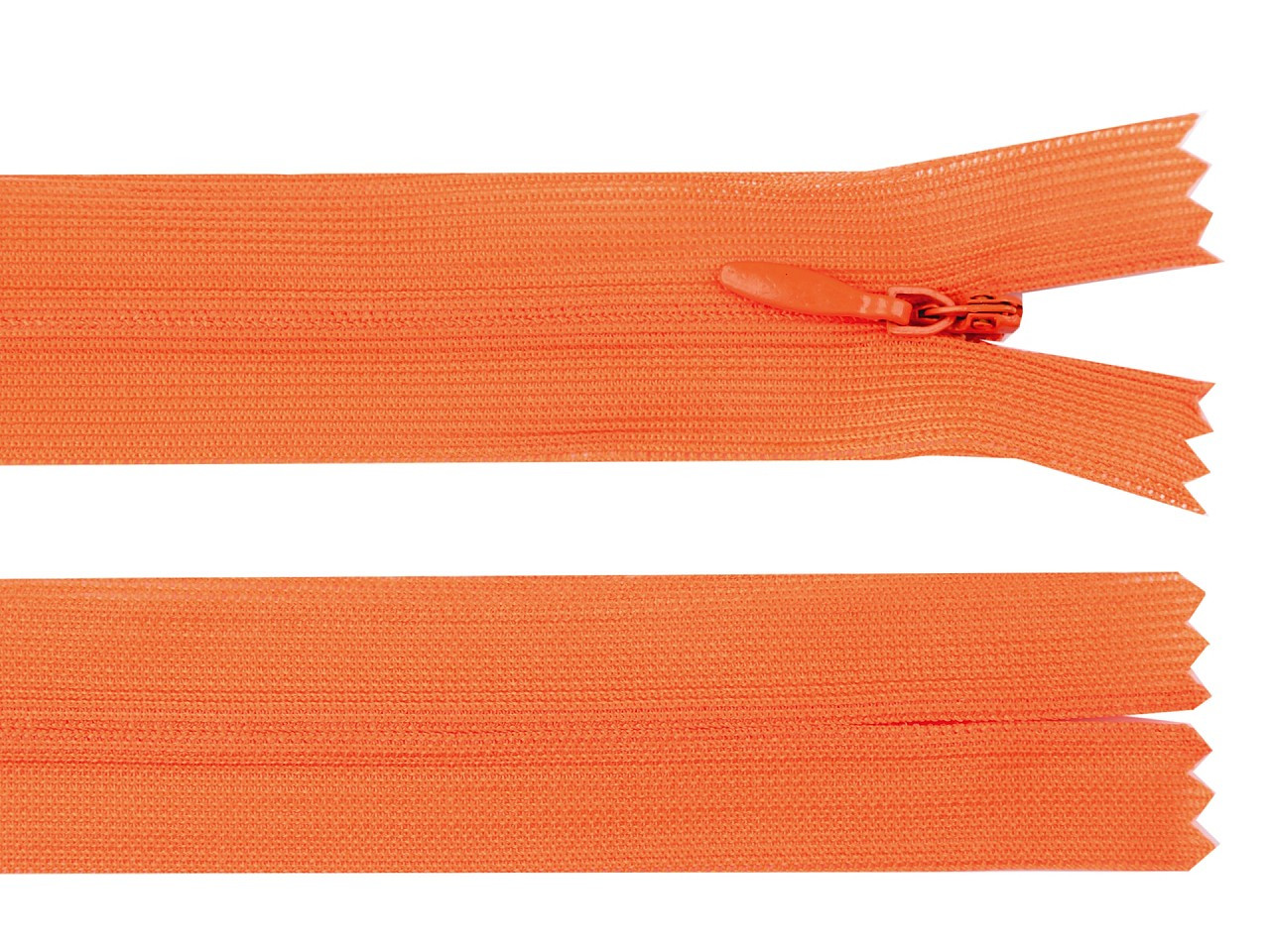 Spirálový zip skrytý šíře 3 mm délka 30 cm dederon, barva 158 oranžová